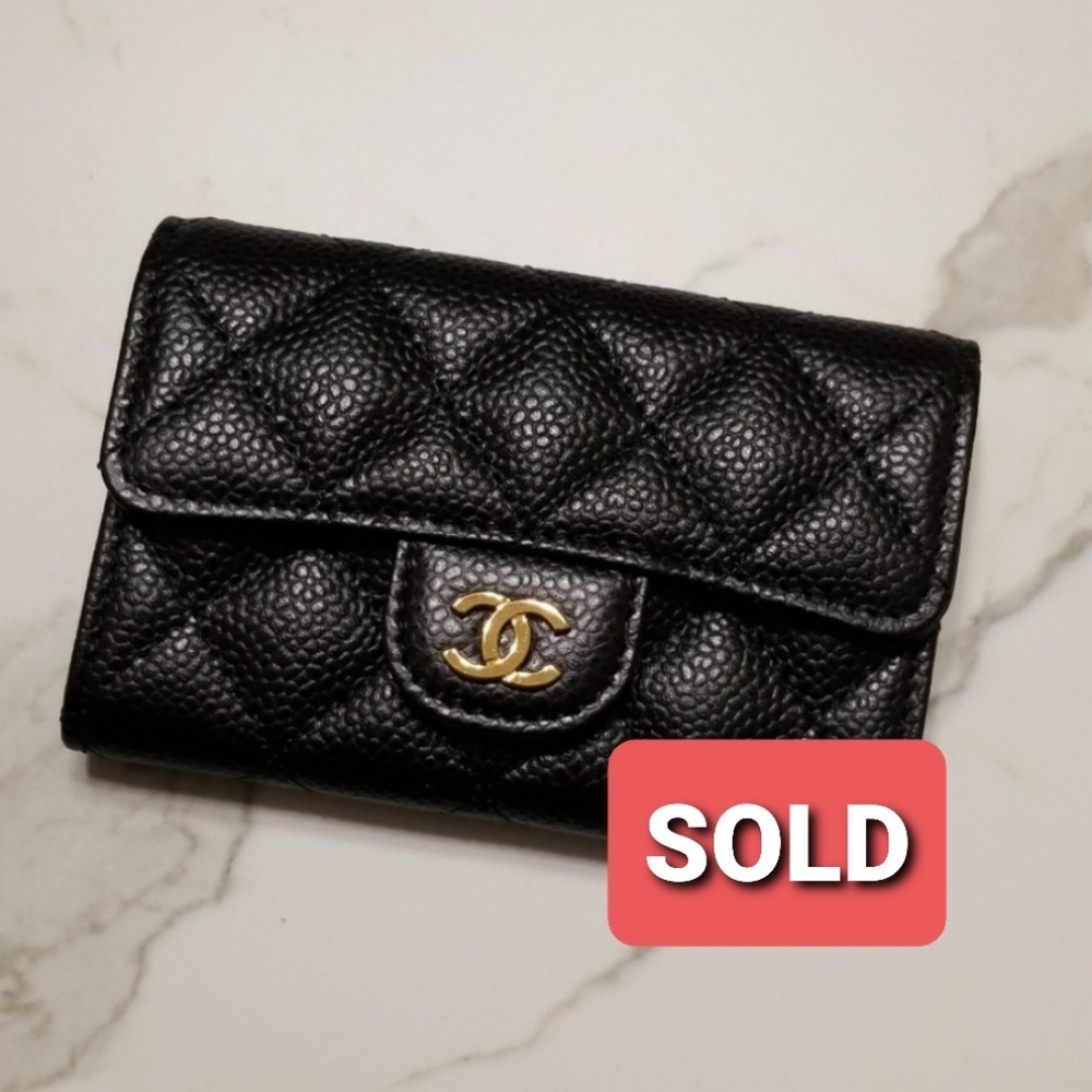 ❌SOLD❌ Chanel Black Classic Flap Card Holder GHW
